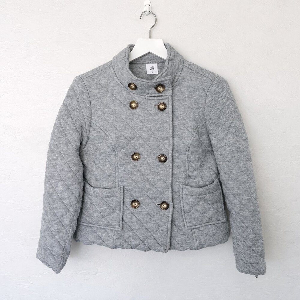 CAbi 3182 Gray Quilted Double Breasted Jacket Medium - Picture 2 of 6